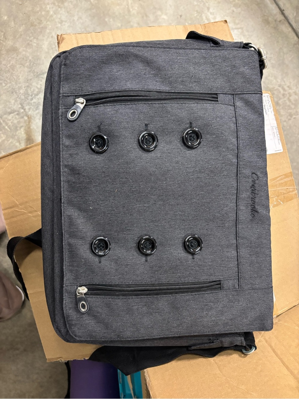 Gray Laptop Messenger Bag with Front Zip Pockets